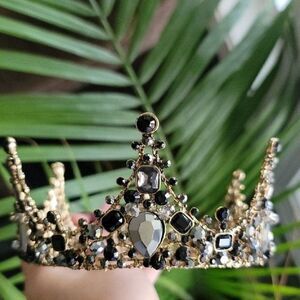 Bridal Wedding Gold and Black Tiara Crown